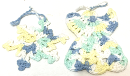 Vintage Handmade Crocheted Christmas Ornaments Snowflake and Angel Pastels Lot 2 - £13.18 GBP