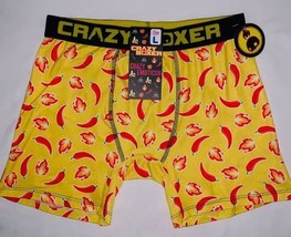 Crazy Boxer Emoticon Red Hot Chili Peppers Flames Yellow Briefs Men&#39;s Si... - $15.29