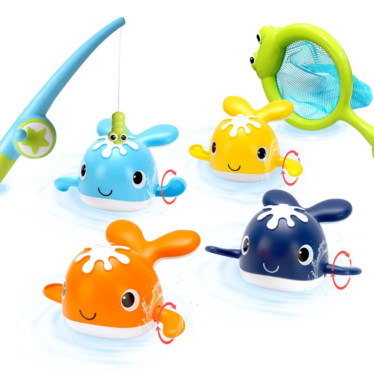 Magnet Fishing Wind-up Swimming Whales Bathtub Toy Baby Bath Toys Fishing Game - £8.08 GBP+