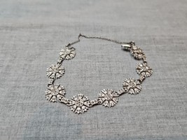 Flower Link/Snowflake Link Silver Tone Bracelet/Necklace, 10&#39;&#39; Length, V... - $14.99