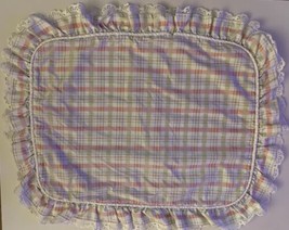 Waverly Fieldcrest Standard Pillow Sham Ruffled Plaid Standard Eyelet Trim - £14.93 GBP