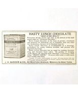 Barker Hasty Lunch Chocolate 1897 Advertisement Victorian Cocoa NYC ADBN1A4 - $28.01 CAD