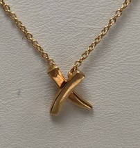 Tiffany &amp; Co Paloma Picasso 18K Gold Mini Graffiti X Necklace - Stacks Well - £336.32 GBP