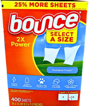 Bounce Dryer Sheet Select-A-Size Outdoor Fresh 400 Count - $19.72