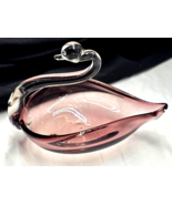 Blown Glass Crystal Swan Candy Trinket Home Decor Dish - Amethyst To Clear - $26.93 CAD