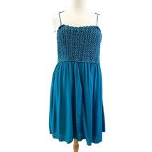 Lane Bryant Plus Size 18 Crochet Front Dress Tie Shoulders Teal Sleevele... - £23.00 GBP