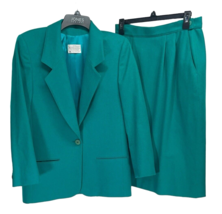 Vtg. Miss Pendleton 100% Virgin Wool Blazer Jacket Skirt Suit Teal Green Size 10 - £49.39 GBP