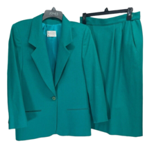 Vtg. Miss Pendleton 100% Virgin Wool Blazer Jacket Skirt Suit Teal Green Size 10 - $62.99