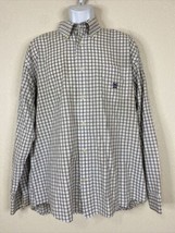 Crest by Tommy Hilfiger Men Size XL Brown/White Button Up Check Shirt Long Slee - £8.44 GBP