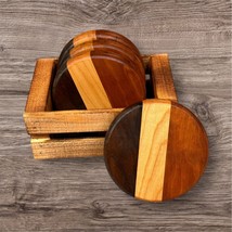 Handcrafted Coaster Set Cherry Walnut and Maple Round Over Edge Rustic O... - $644.09 MXN