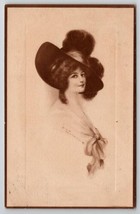 Lovely Lady Wearing Large Hat Artist Signed Sketch Style Art Postcard H25 - £7.95 GBP