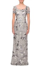 La Femme Sequin Lace Embroidered Gown SZ 18 ($608) Silver - £135.70 GBP