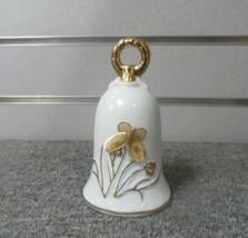 Vintage Enesco Porcelain Dinner Bell w/Gold Mesh Butterfly - $19.80