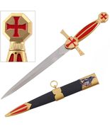 15.75" Shield Guard Crusader Stainless Steel Double-Edge Dagger with Sheath - $30.68