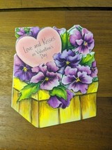 Vintage Purple And Pink Pansies Valentines Day Card - $15.84