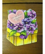 Vintage Purple And Pink Pansies Valentines Day Card - $15.84
