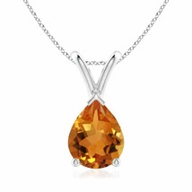 ANGARA 1.5 Ct V-Bale Pear-Shaped Citrine Solitaire Pendant Necklace in 14K Gold - $629.10