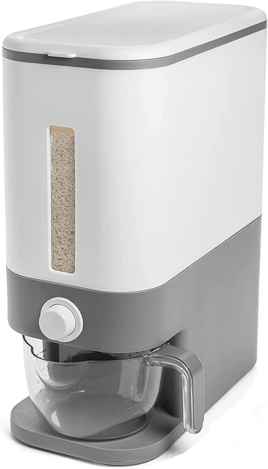 25 Lbs Rice Dispenser, Large Grain Container Storage With Lid Measuring ... - $42.99