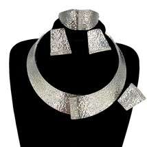 Newest Italian Gold Plated Jewelry Set Woman Iarge Choker Necklace Earrings Banq - £62.49 GBP