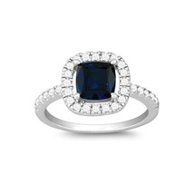 Sterling Silver Square White CZ Ring - Sapphire - £31.23 GBP