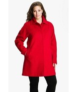 Fleurette Club Collar Wool Walker Coat Plus Sz 20 Red - $212.26