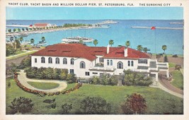 St Petersburg Fl~Yacht Club &amp; B ASIN + Million Dollar PIER~1937 Postcard - £4.29 GBP