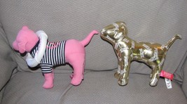 Victorias Victoria&#39;s Secret Pink Stuffed Plush Dog Lot Gold Golden Sailor Stripe - £15.73 GBP