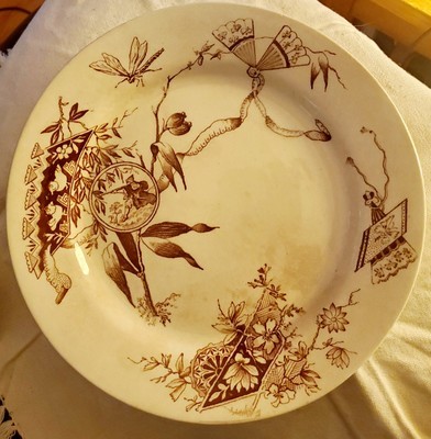 Antique 1880s Anthony Shaw Java Brown Porcelain Plate 8" Transferware ...