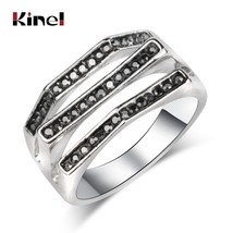 Vintage Jewelry Wholesale Grey Crystal Rings For Women Antique Tibetan Silver Ge - £5.85 GBP