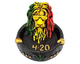 Rasta Lion 3D Round Ash Tray Cigarette Burner Incense Stick Holder Reggae Animal - £19.98 GBP