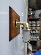 Transitional Interior Nautical Satin Brass Metal Bulkhead Patio Alley Wall Light - $121.68