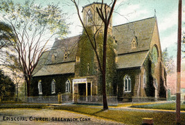 Greenwich Connecticut Episcopal Church 1910 Era Postcard Antique - £6.89 GBP
