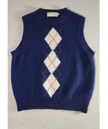 Vtg LL Bean Argyle Sweater Vest Womens Size 38 Blue 100% Pure Shetland W... - $38.41 CAD