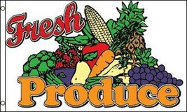 1 NEW FRESH PRODUCE  3 X 5 FLAG novelty n3x5 advertizing flags FL504 foo... - $8.54