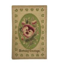 Vintage 1928 Birthday Greetings Postcard Embossed Pansy Flower Made In G... - £7.55 GBP