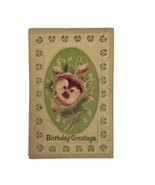 Vintage 1928 Birthday Greetings Postcard Embossed Pansy Flower Made In G... - £7.50 GBP