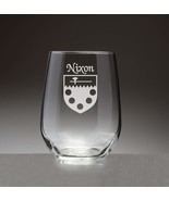 Nixon Irish Coat of Arms Stemless Wine Glasses (Sand Etched) - $92.07 CAD