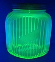 VTG Anchor Hocking Green Depression Glass Large Canister - Cookie Jar - 1930s - £139.77 GBP