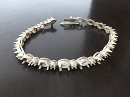 Sterling Silver Bracelet 4x6 mm Oval Semi Mount Setting Tiny Bracelet Se... - $54.20