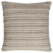 Ivory Beige Nubby Texture Bands Throw Pillow - $1,405.54 MXN