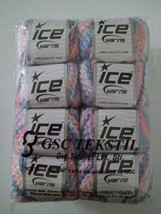 Lot Of 8 Ice Yarn #57237 Winter Colors Blue Pink Merino Wool Blend - £25.68 GBP