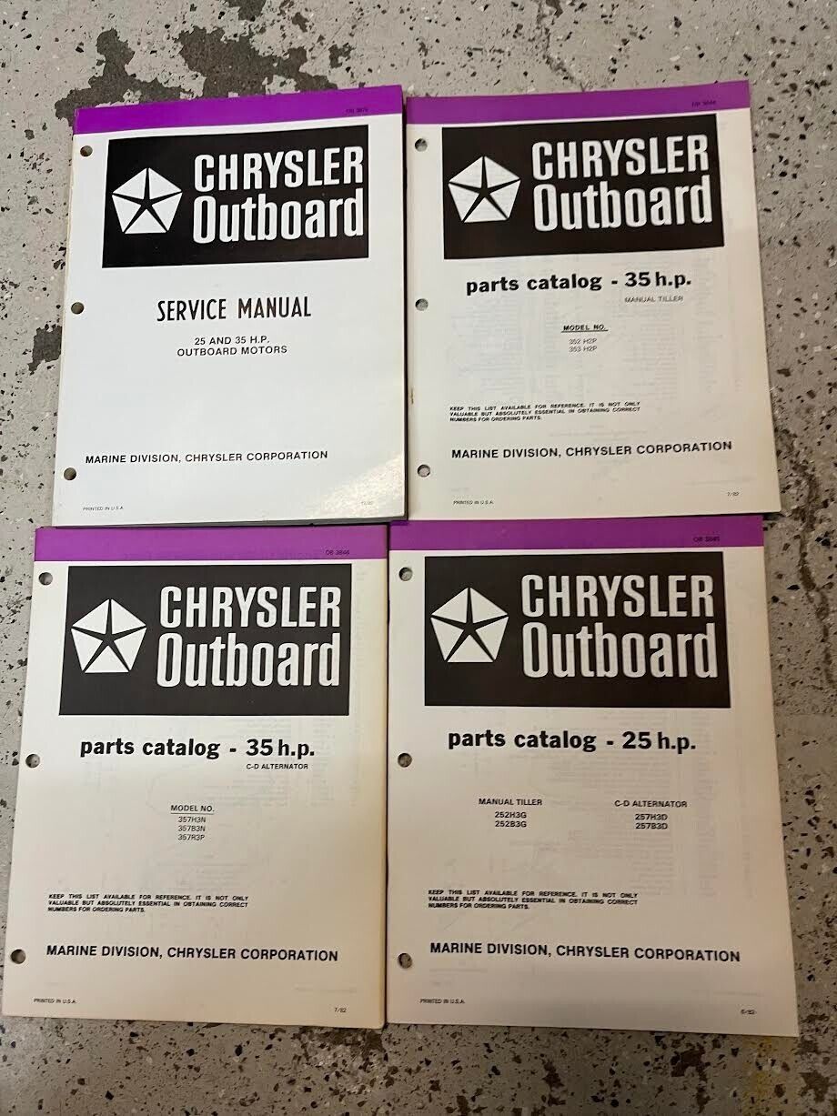 1982 1983 Chrysler Outboard 25HP 35HP Service Shop Repair Manual OEM Set - £31.46 GBP