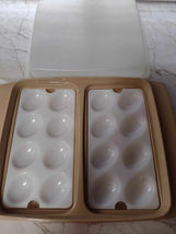 Vtg Tupperware Egg Tray 723 Deviled Keeper Carrier Container Almond Beig... - £43.86 GBP