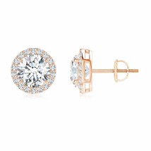 ANGARA Lab-Grown Diamond Halo Stud Earrings in 14K Gold (Size-7mm, 2.88 Ct) - £1,739.80 GBP