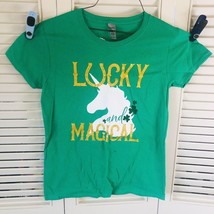 St. Patrick&#39;s Day &quot;Lucky And Magical” Unicorn T-Shirt Size Woman’s Medium - £7.50 GBP