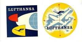 2 Lufthansa Luggage Labels German Airlines 1950's - $21.75