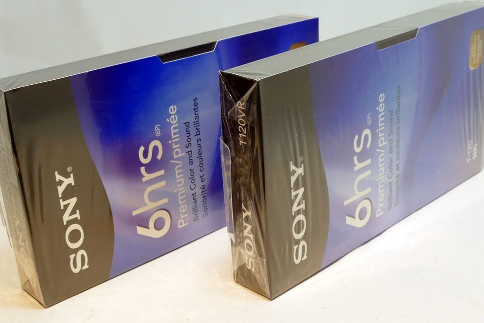 2 Pack Lot Sony Blank VHS Video Movie TapePremium Grade T-120 6 Hours - NEW