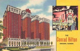 The Conrad Hilton Hotel Chicago Illinois linen postcard - £5.05 GBP