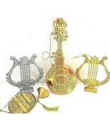 Musical Ornaments Silver &amp; Gold Tone Guitar Lyre &amp; French Horn NWOT - $11.74