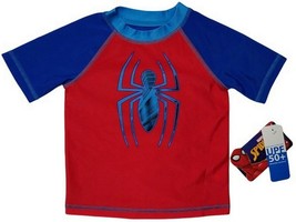  Marvel Spider-Man Boys UPF 50+ Wearable Sunblock Rash Guard Swim Shirt(2T) - £11.59 GBP
